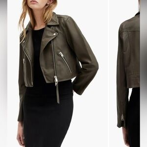 ALL SAINTS NEW Dalby Crop Leather Biker Jacket